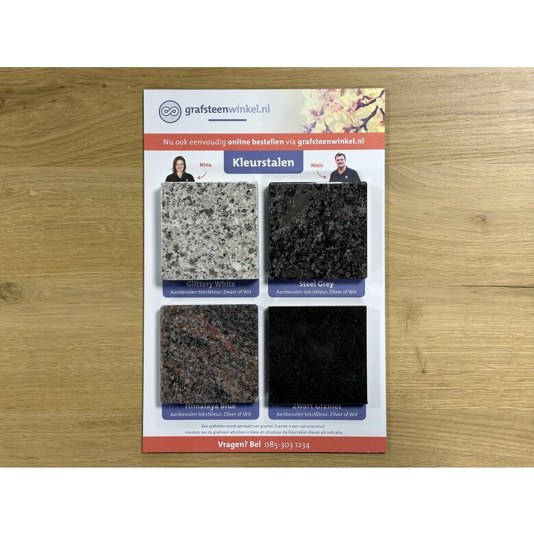 Grafsteenwinkel Kleurstalen grafstenen (Gratis)