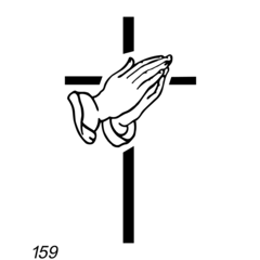 Grafsteenwinkel Afbeelding Kruis met biddende hand voor op grafsteen