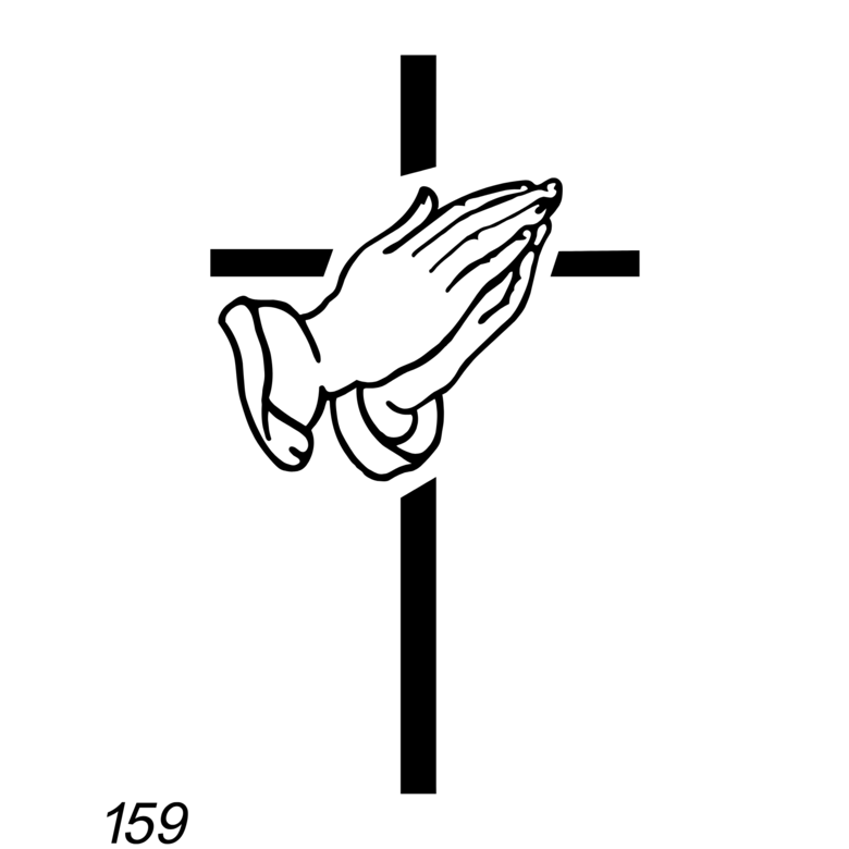 Grafsteenwinkel Afbeelding Kruis met biddende hand voor op grafsteen