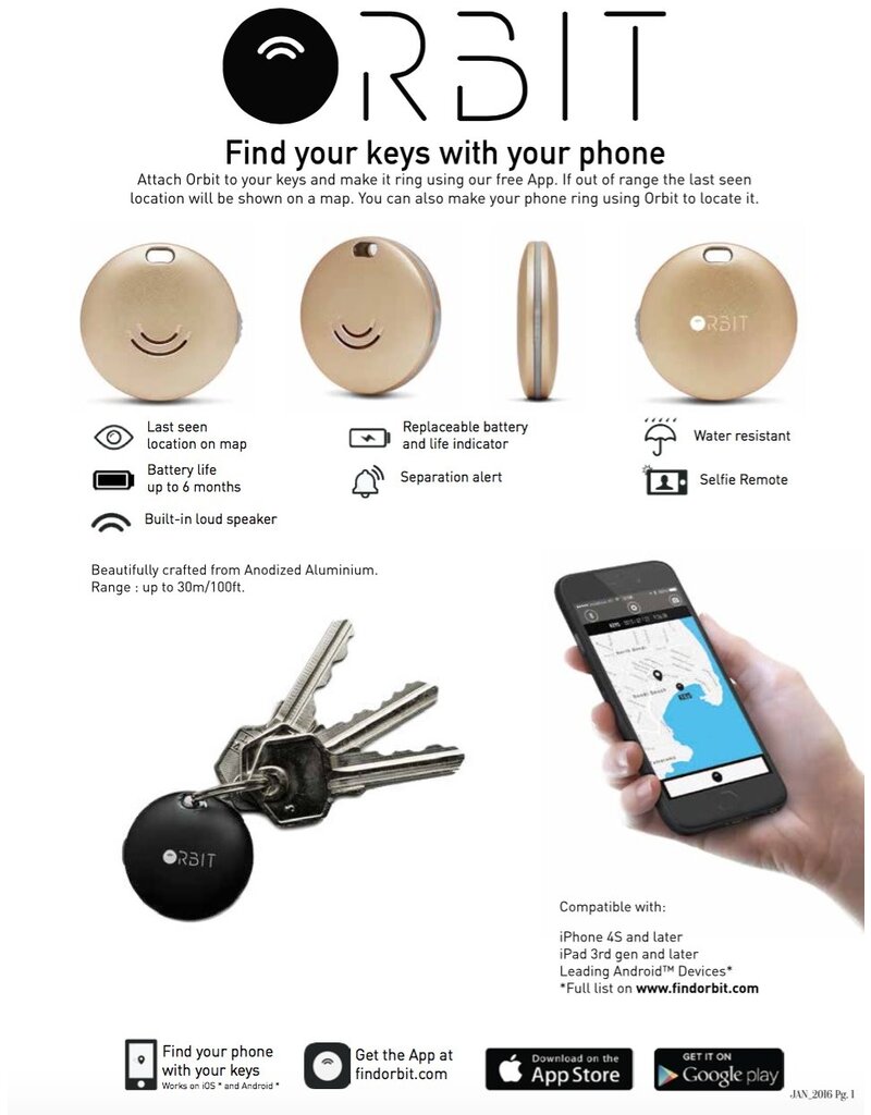 Orbit - Find your Keys - Find your Phone (black)