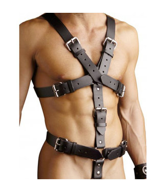 Strict Leather Körperharness aus Leder mit abnehmbarem Penisring