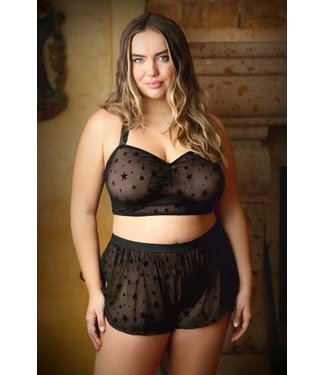 Curve Top de escote halter estampado con braguitas francesas Nova Star - Negro