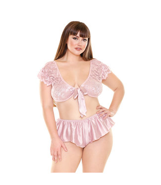 Curve Lace Set with Tie Top - Pink