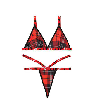 Vibes Plaid Patterned Bra Set