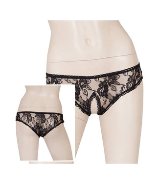 Cottelli Collection Slip noir avec entrejambe ouvert :