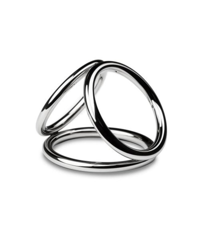Sinner Gear Unbendable Anillo para el pene y testículos Triad Chamber Metal Cock - Medio