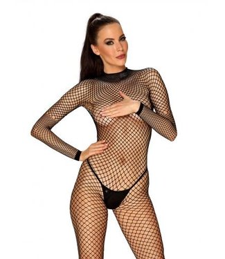 Obsessive Fishnet Catsuit With Sexy Back - Black