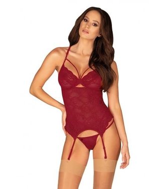 Obsessive Ivetta Kanten Jarreteltop Met String - Rood