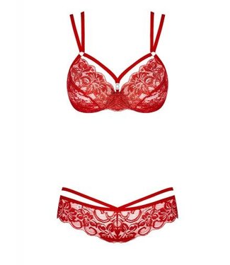 Obsessive 2-Delige Kanten BH Set - Rood