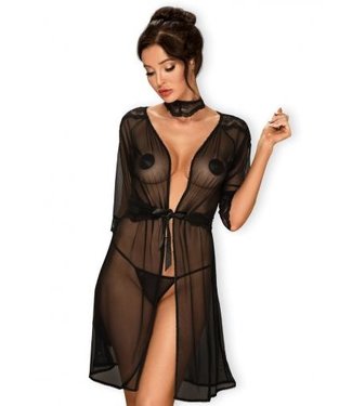 Obsessive Lucita Sheer Kimono mit Halsband - Schwarz