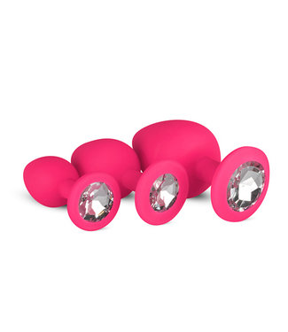 Easytoys Anal Collection Silicone Butt Plug with Diamond - Pink