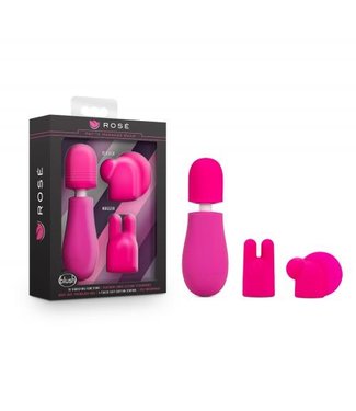 Rose Rose - Petite Wand Vibrator With Attachments - Pink