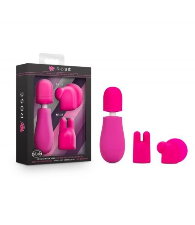 Rose Rose - Petite Wand Vibrator With Attachments - Pink
