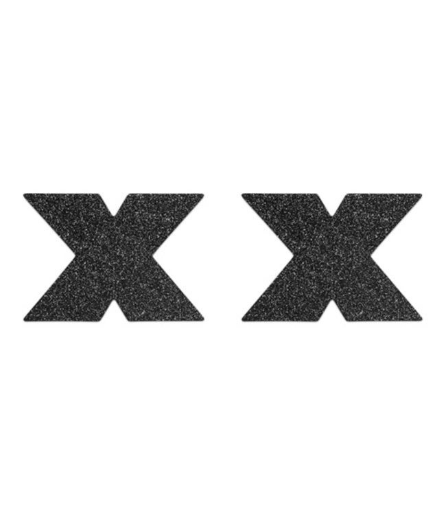 Bijoux Indiscrets Flash Kreuz Nippelaufkleber - schwarz
