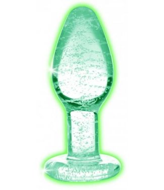 Booty Sparks Glow-In-The-Dark Glass Anal Plug - Small