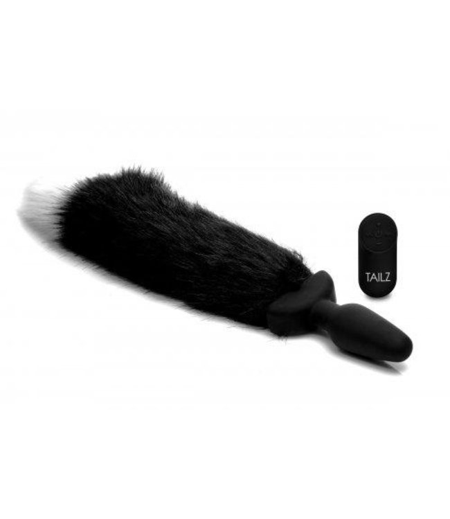 Tailz Bewegende en Vibrerende Anaal Plug Vossenstaart - Zwart/Wit