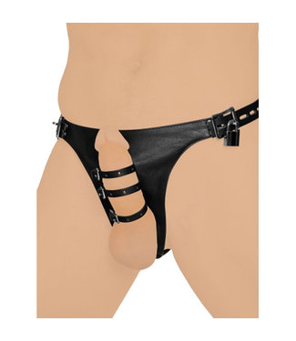 Strict Leather Sexy Harness-String aus Leder mit 3 Penisgurten