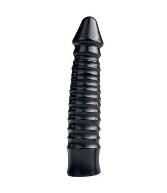 All Black Vibrador grande con eje acanalado - Negro