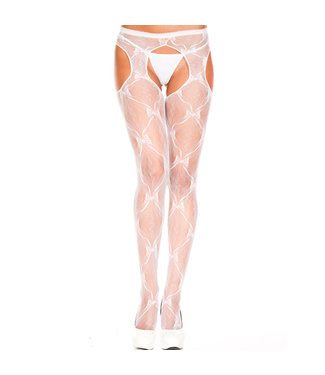 Music Legs Panty con entrepierna abierta y estampado de lacitos – Blanco