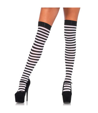 Leg Avenue Striped Stockings - Black/White