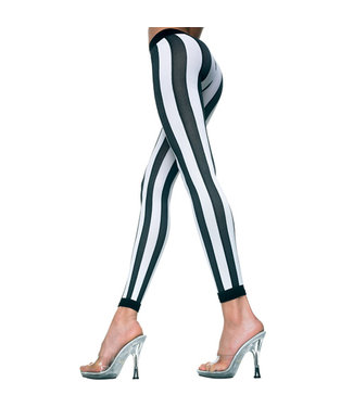 Music Legs Leggings de rayas verticales - Negro / Blanco