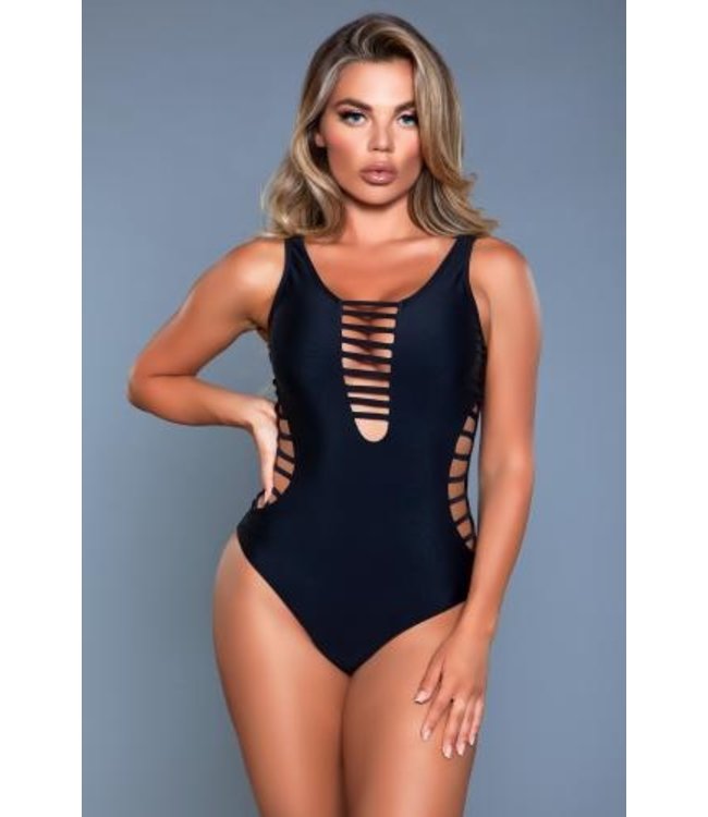 Be Wicked Swimwear Evie Badpak Met Rijgveter - Zwart