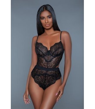 Be Wicked Bettany Bodysuit aus Spitze - Schwarz