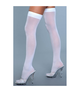 Be Wicked Thigh High Nylon Stockings - White