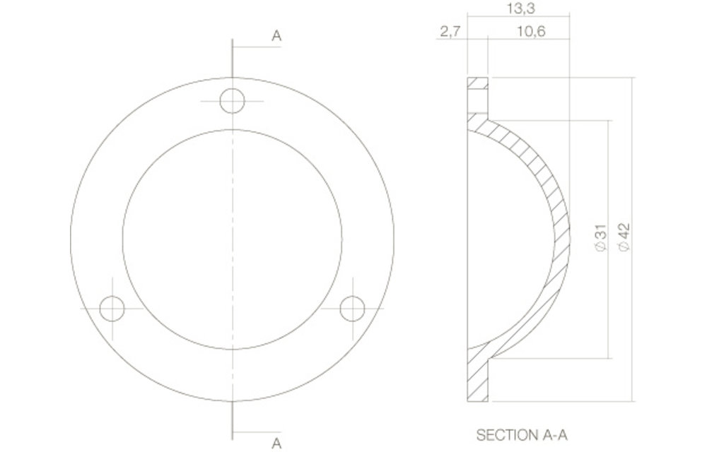 Intersteel Afdekplaatje voordeurknop messing getrommeld