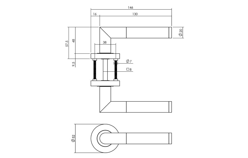 Deurkruk Bastian op ronde rozet Ø52x10 mm antracietgrijs