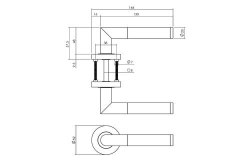 Deurkruk Bastian op ronde rozet Ø52x10 mm antracietgrijs