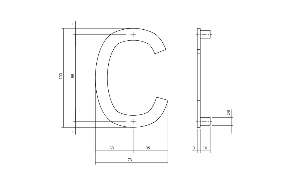 Huisletter C 100 mm zwart