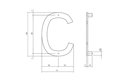 Huisletter C 100 mm zwart