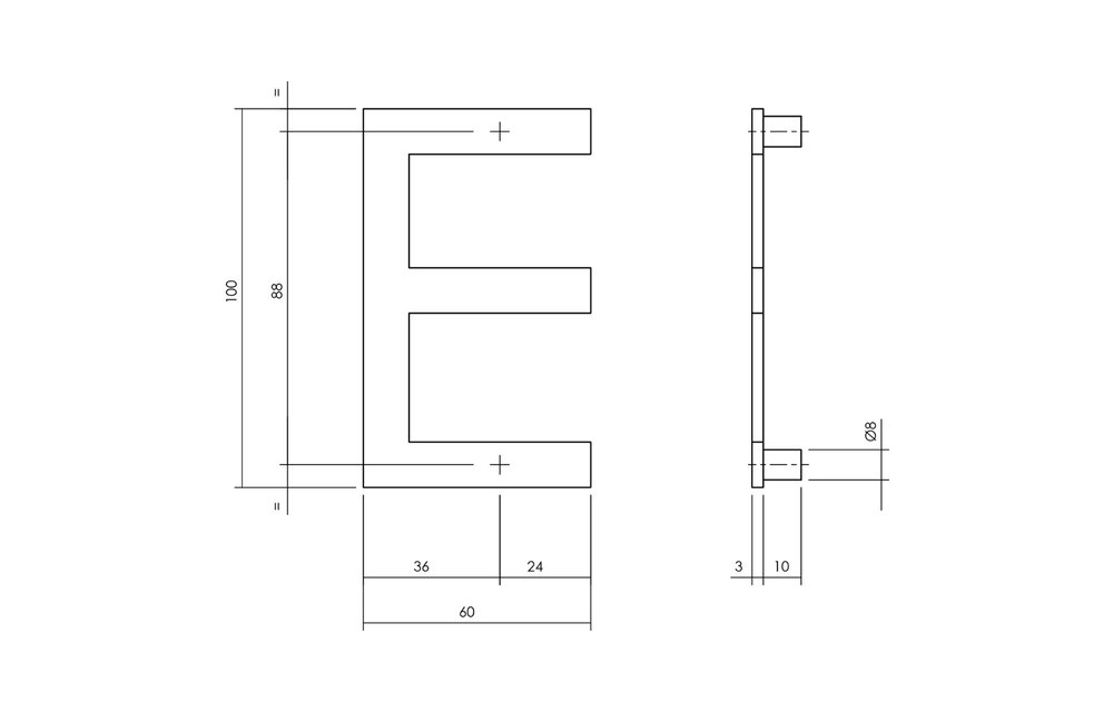Huisletter E 100 mm zwart
