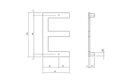 Huisletter E 100 mm zwart