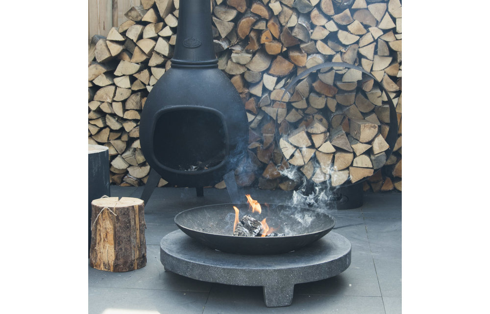 Esschert - Haardhoutopslag - Design rond - Zwart