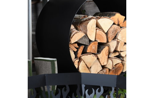 Esschert - Haardhoutopslag - Design rond - Zwart