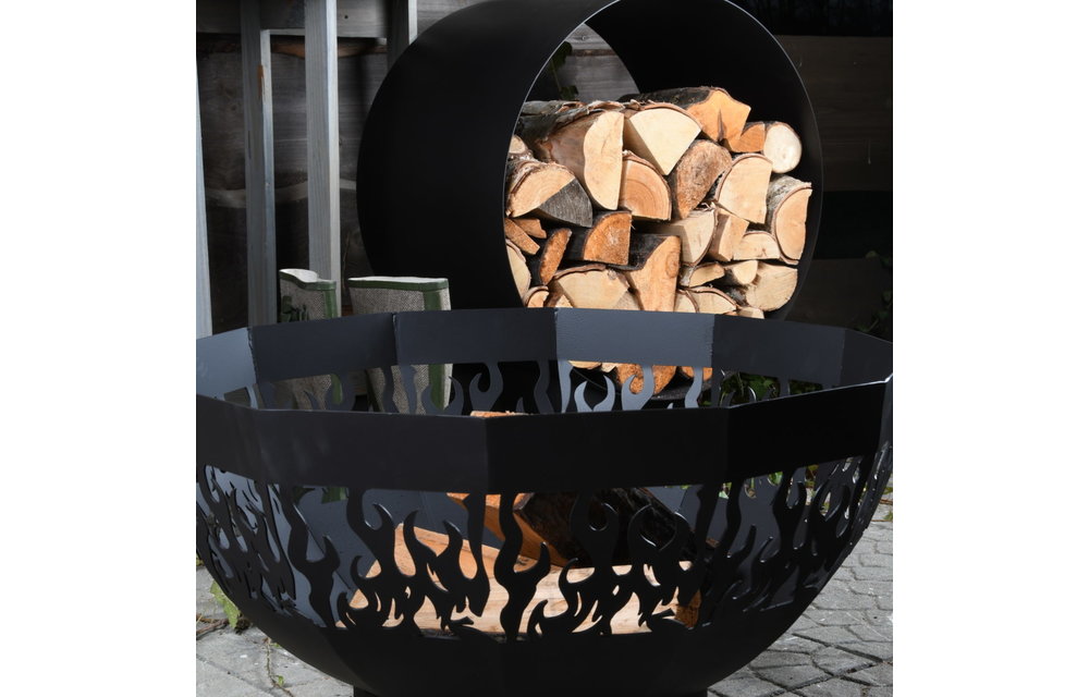 Esschert - Haardhoutopslag - Design rond - Zwart