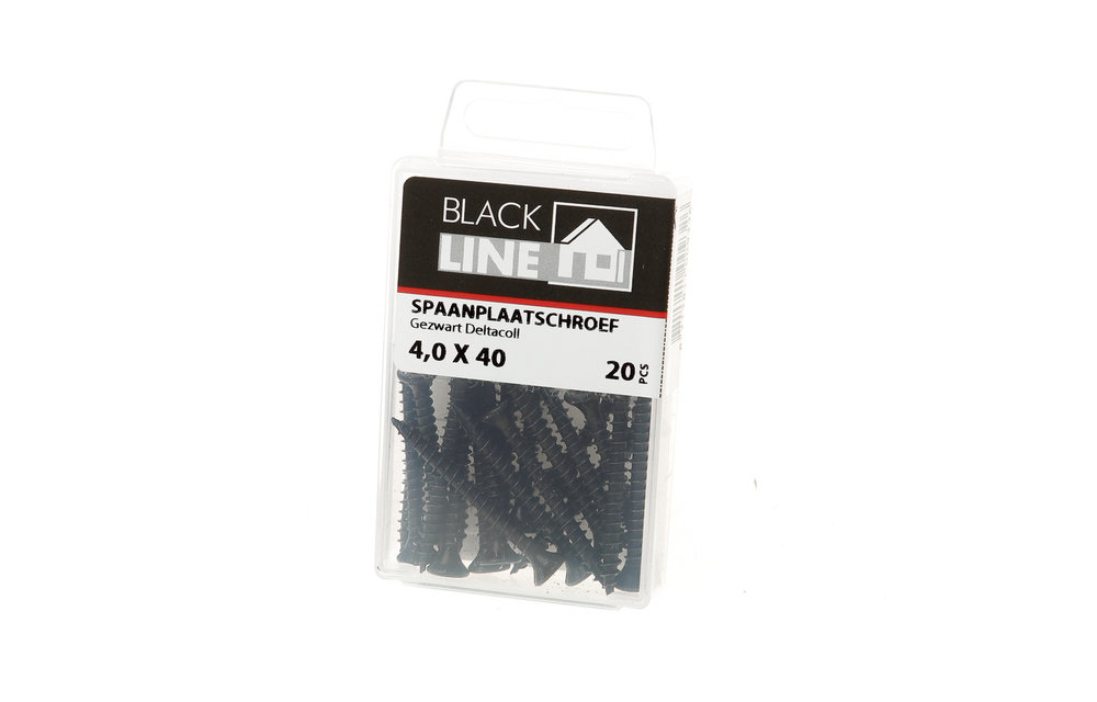 Blackline - Spaanplaatschroeven - 20 stuks - HCP TX20 4x40mm Zwart