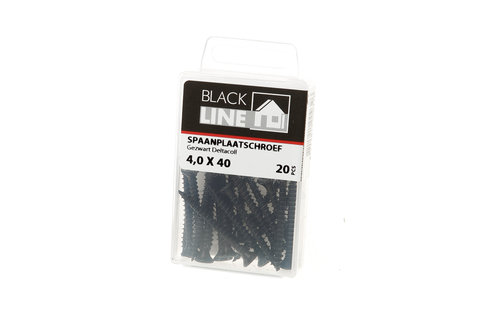 Blackline - Spaanplaatschroeven - 20 stuks - HCP TX20 4x40mm Zwart