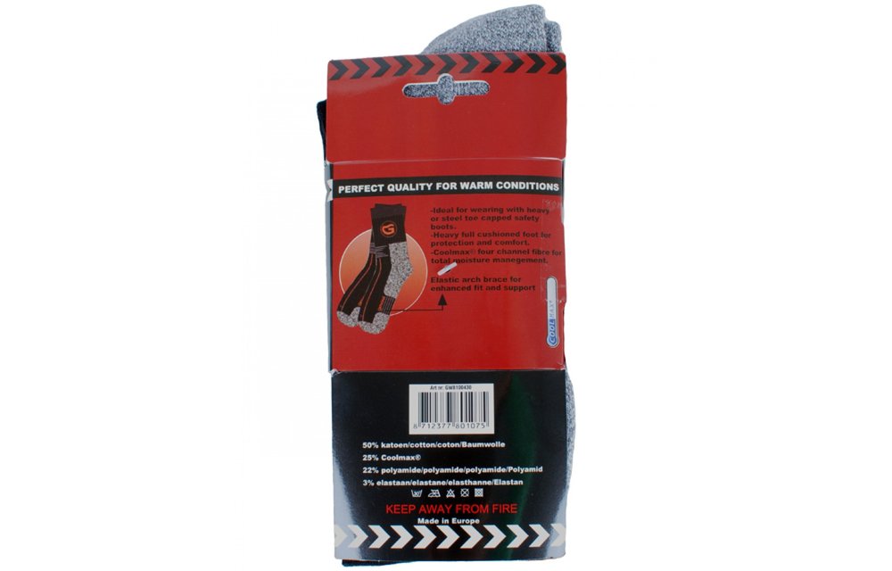 Gevavi Workwear - GW81 Coolmax sok 2 paar/bundel zwart