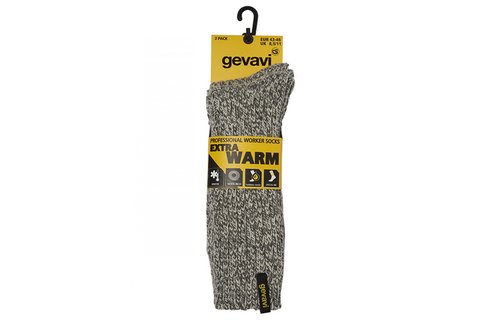 Gevavi - ST07 extra warm sokken 2 paar/bundel grijs