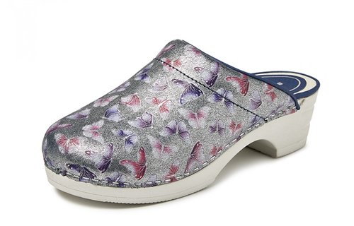 Bighorn - 5030 clog buigzame zool zilvergrijs/vlinders