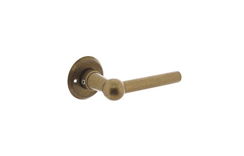 Deurkruk L/L Bol met ronde rozet ø50x5 mm messing getrommeld