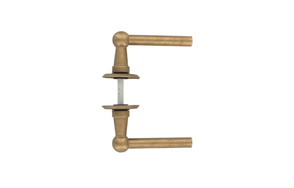Deurkruk L/L Bol met ronde rozet ø50x5 mm messing getrommeld