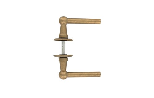 Deurkruk L/L Bol met ronde rozet ø50x5 mm messing getrommeld