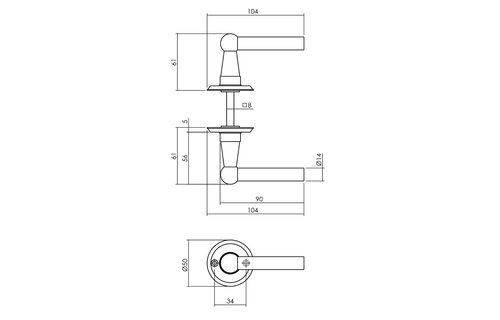 Deurkruk L/L Bol met ronde rozet ø50x5 mm mat zwart