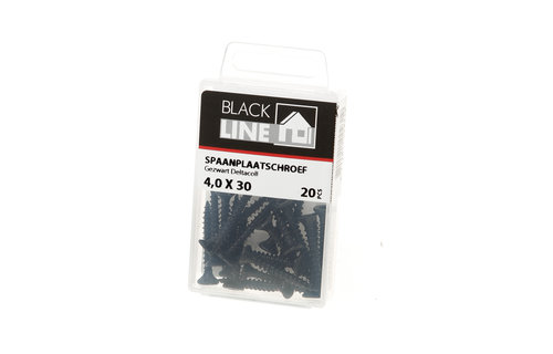 Blackline - Spaanplaatschroeven - 20 stuks - HCP TX20 4x30mm Zwart