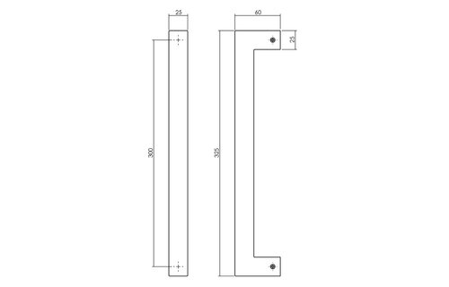 Deurgreep Vierkant per stuk 325x60x25 mm mat zwart
