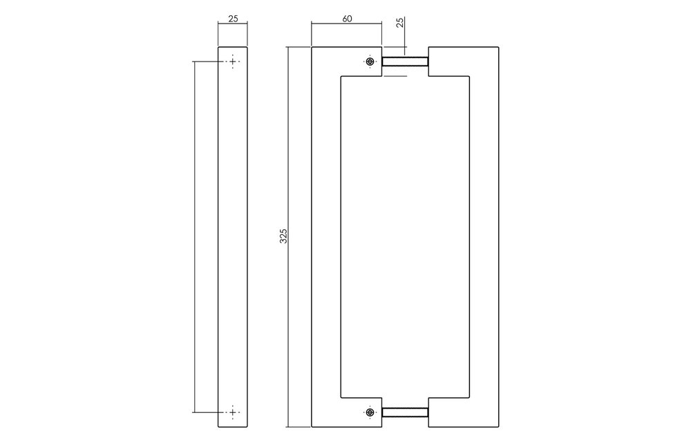Deurgrepen Vierkant per paar 325x60x25 mm mat zwart